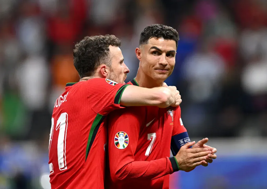 Diogo Jota e Cristiano Ronaldo na Seleção Nacional. Foto: Getty Images