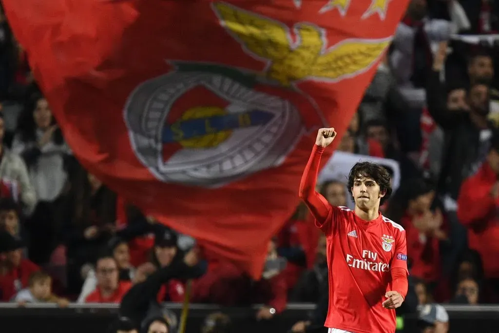 João Félix celebra durante jogo do Benfica, em 2019. Foto: Octavio Passos/Getty Images