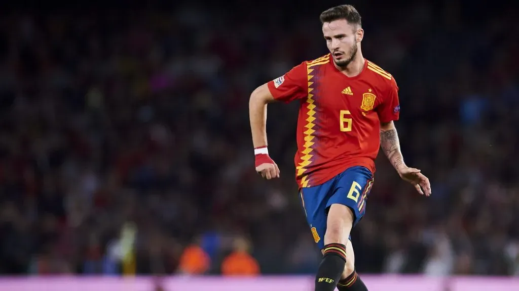 Saúl em jogo da Espanha, em 2018. Foto: Aitor Alcalde/Getty Images