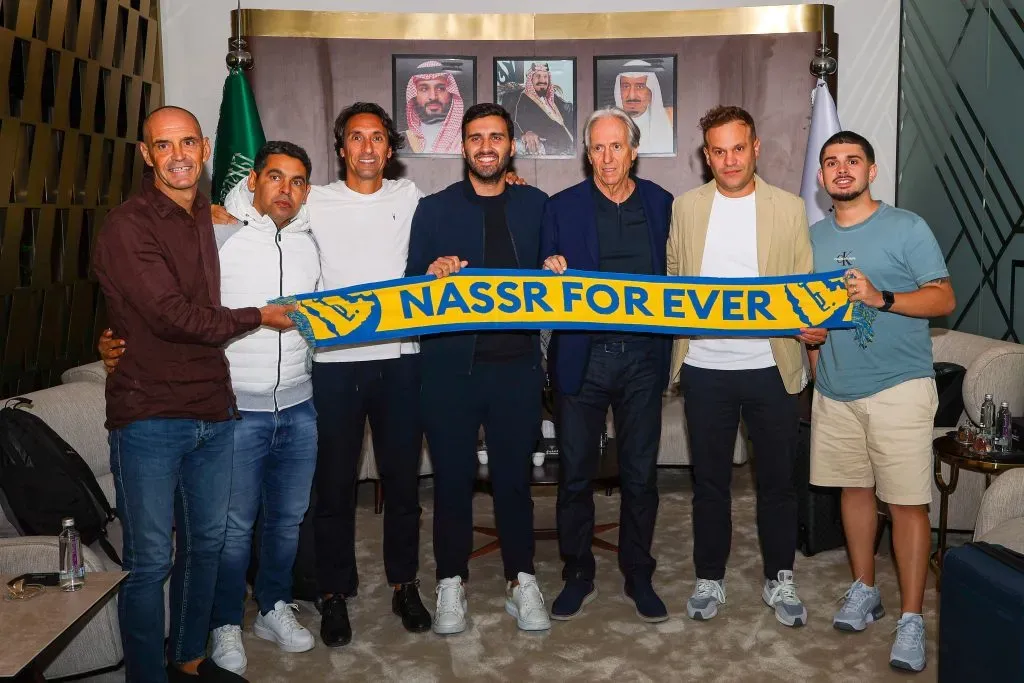Jorge Jesus e a sua atual equipa técnica. Foto: Al-Nassr.