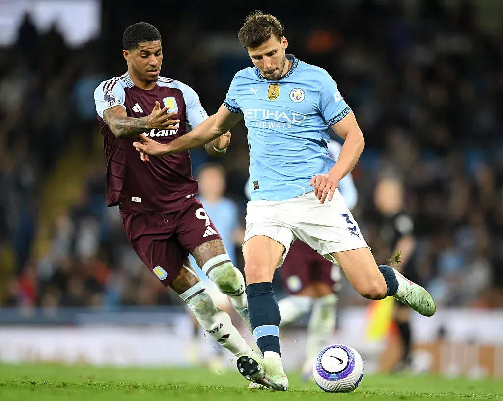 Rúben Dias em ação pelo Manchester City na última Premier League. Foto: Getty Images