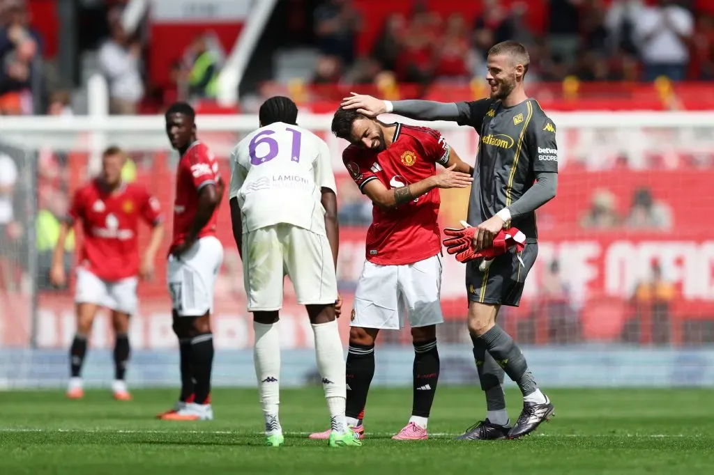 De Gea regressou a Old Trafford e recebeu uma merecida homenagem. Foto: Matt McNulty/Getty Images.
