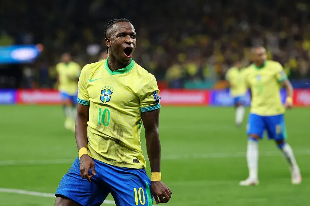 Vini Jr. em ação pela Seleção do Brasil. Foto: Getty Images