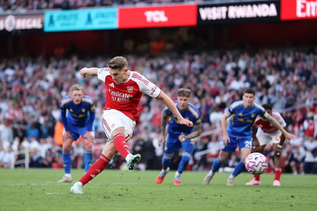 Gyokeres a marcar o seu segundo golo oficial no Arsenal. Foto: Justin Setterfield/Getty Images.