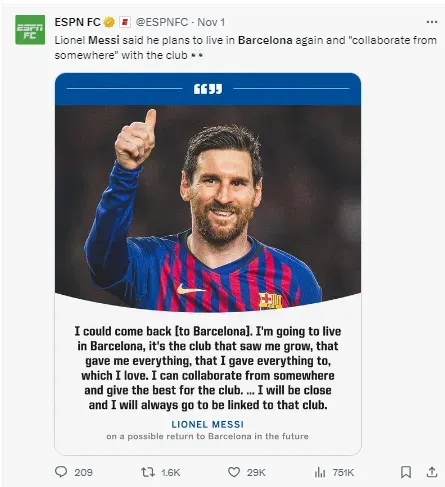 Messi on a return to Barcelona