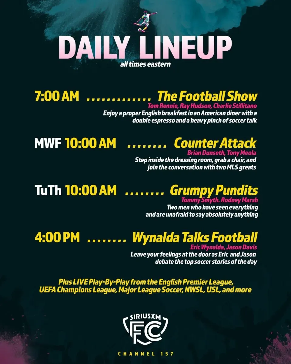 The full daily lineup of talk shows on Sirius XM FC has some major changes to the content on offer.
