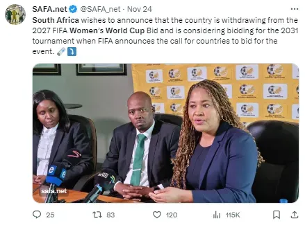 South Africa may bid for the 2031 World Cup