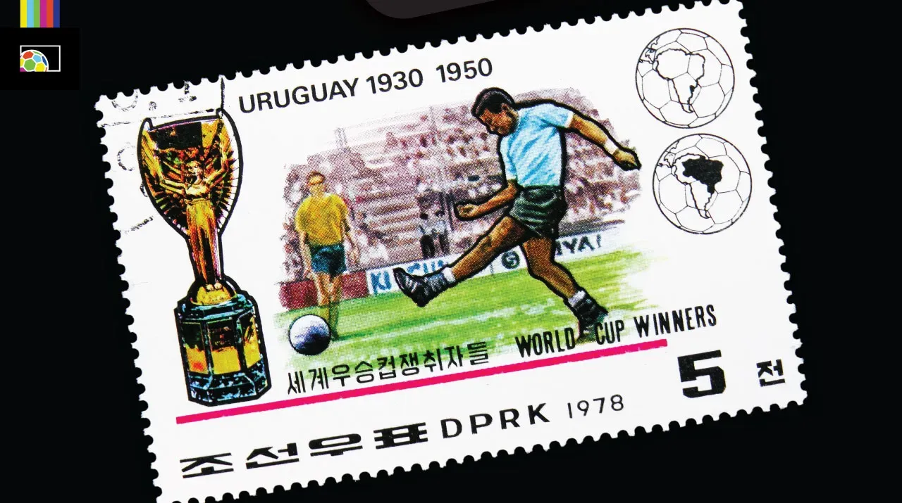 A stamp, from North Korea of all places, commemorating Uruguay’s World Cup triumph