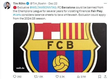 Barcelona face stiff sanctions