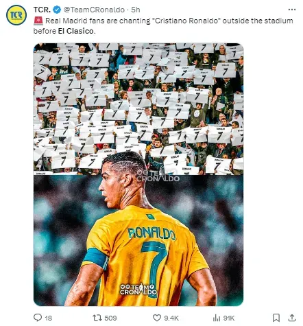 Former Real Madrid player Cristiano Ronaldo got a heroes reception from fans before the game