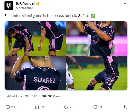 Suarez made his first appearance for Inter Miami in El Salvador