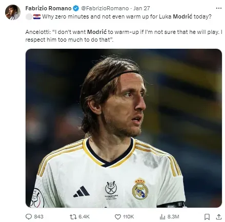 Modric is not being utilised regularly by Carlo Ancelotti