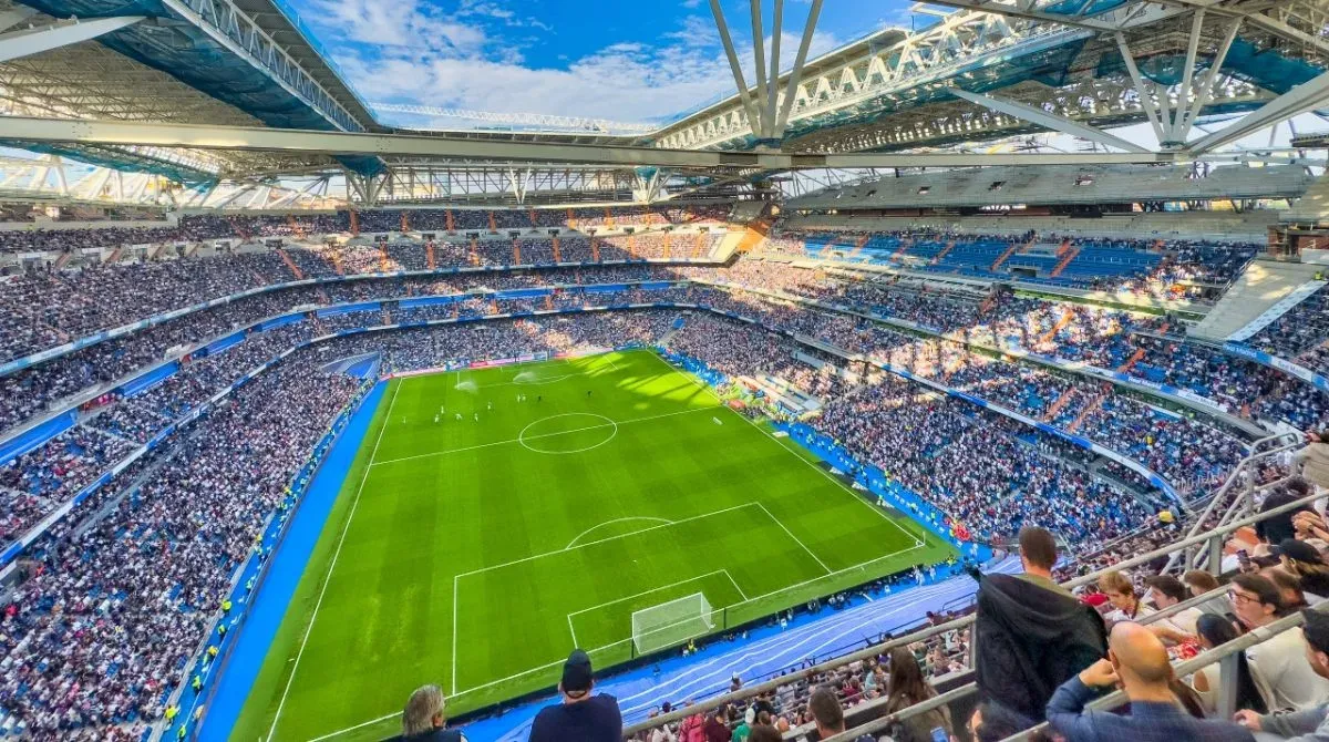 Madrid, Spain – October 30, 2022: Santiago Bernabeu Real Madrid stadium, fans during a football match.