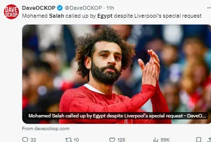 Salah has been called up by Egypt