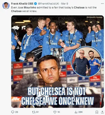 Mourinho had some tough words for Chelsea fans