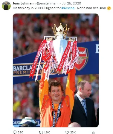 Jens Lehmann won the title with Arsenal in 2003 – 2004