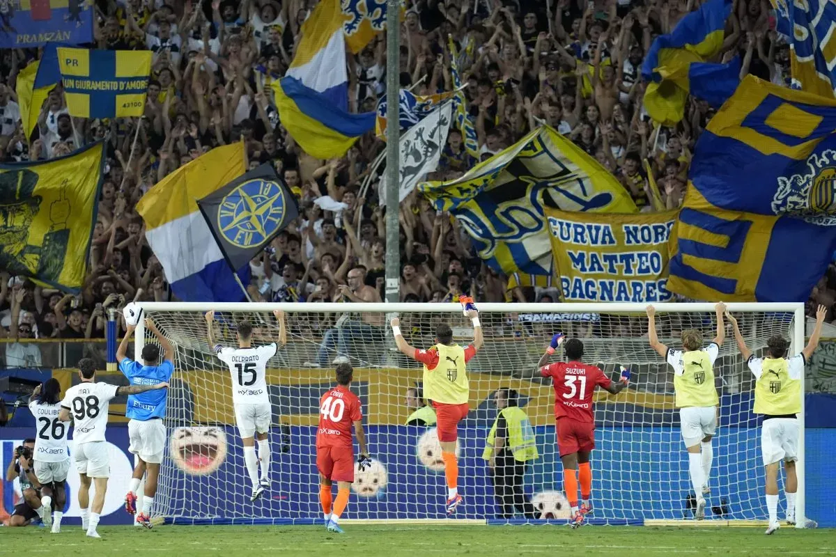 Parma celebrated a surprise victory over AC Milan
