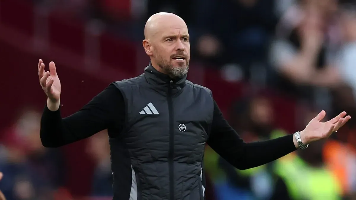 Manager of Manchester United Erik ten Hag in the match against West Ham United