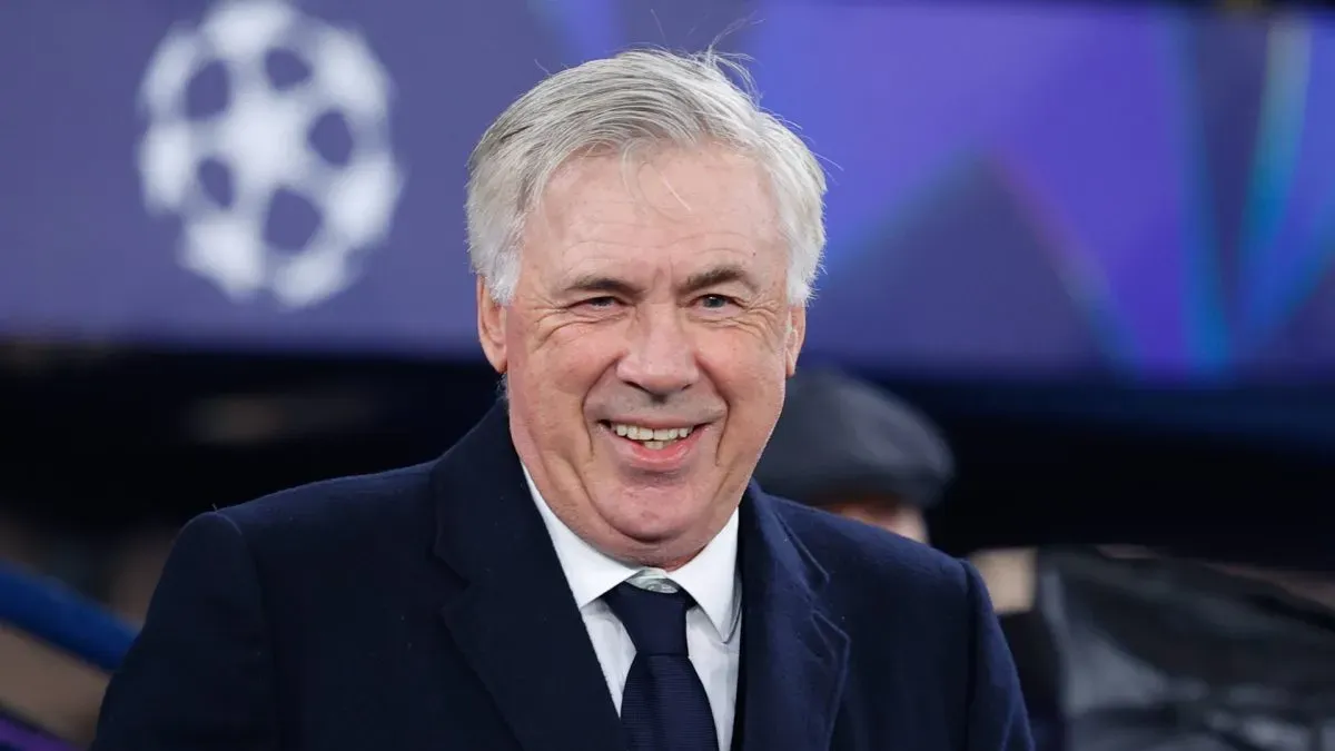 Carlo Ancelotti, head coach of Real Madrid, looks on during the UEFA Champions League 2024 25 League Knockout Play-off First Leg match between Manchester City and Real Madrid at Etihad Stadium on February 11, 2025, in Manchester, England.