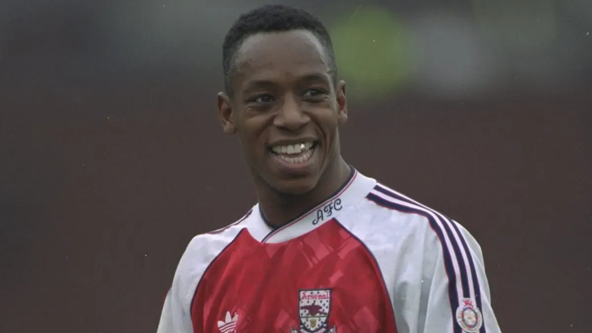 Ian Wright of Arsenal before an FA Carling Premier League match against Wimbledon at Selhurst Park in 1992. (Source: Mike Hewitt/Allsport)
