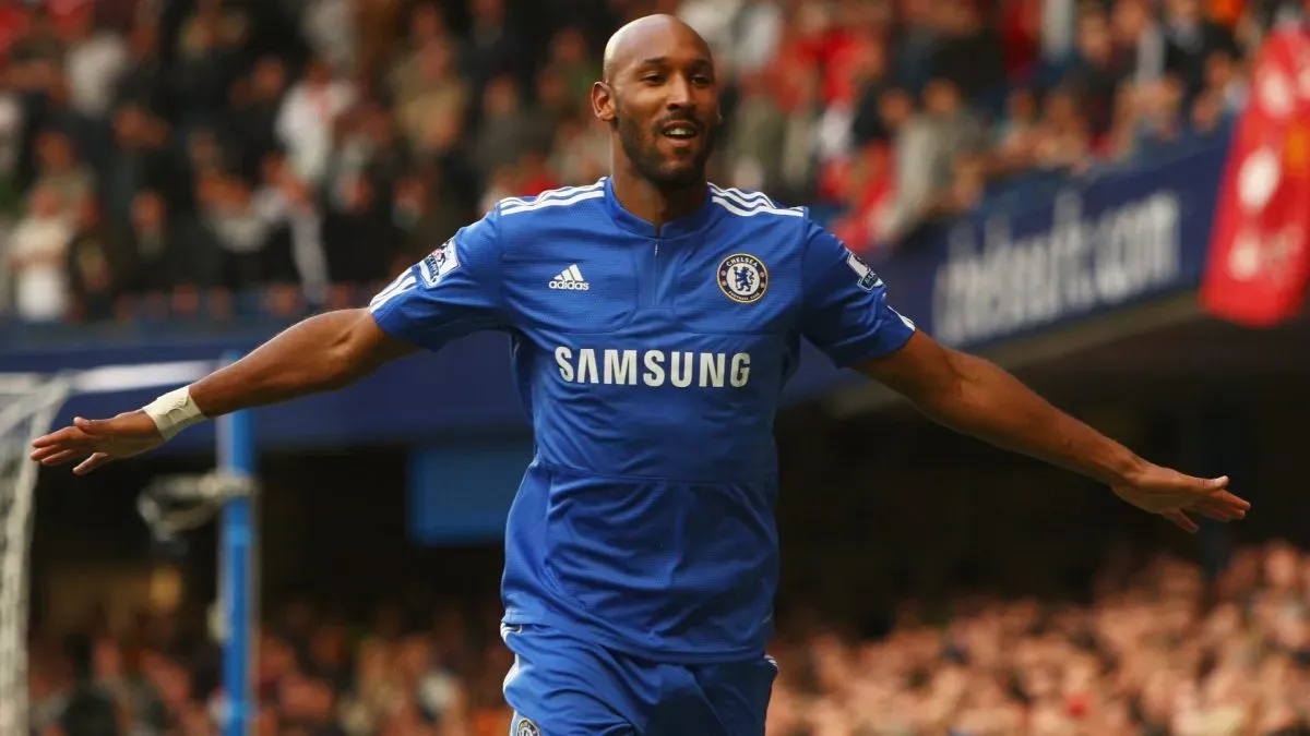 Nicolas Anelka of Chelsea celebrates as he scores their first goal during the Barclays Premier League match between Chelsea and Liverpool at Stamford Bridge on October 4, 2009. (Source: Ian Walton/Getty Images)