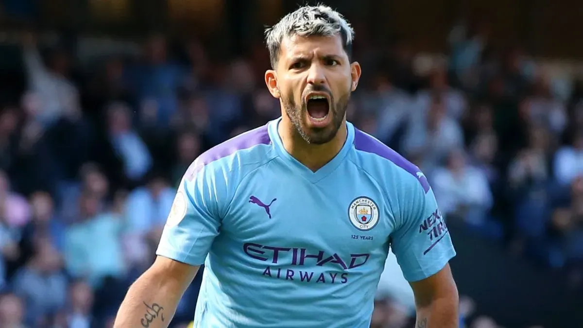 Sergio Aguero celebrates after scoring his team’s second goal during the Premier League match between Manchester City and Watford FC at Etihad Stadium on September 21, 2019. (Source: Alex Livesey/Getty Images)