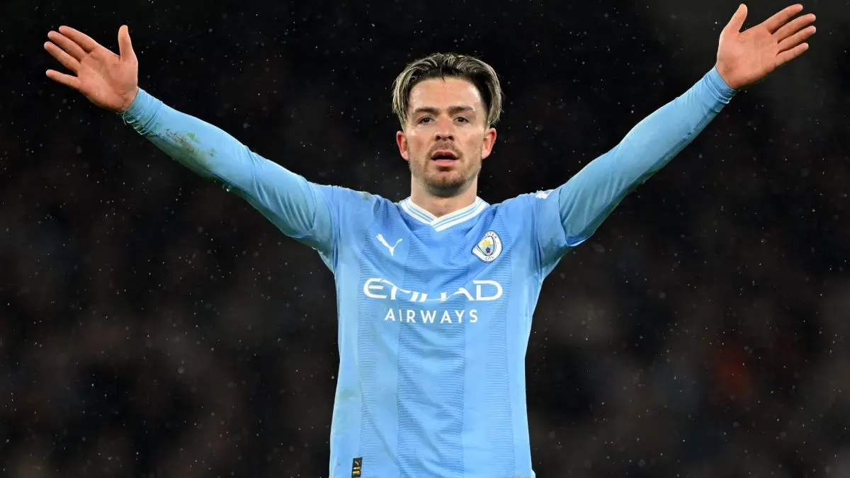 Jack Grealish of Manchester City celebrates after scoring the team’s third goal during the Premier League match between Manchester City and Tottenham Hotspur in 2023. (Source: Shaun Botterill/Getty Images)