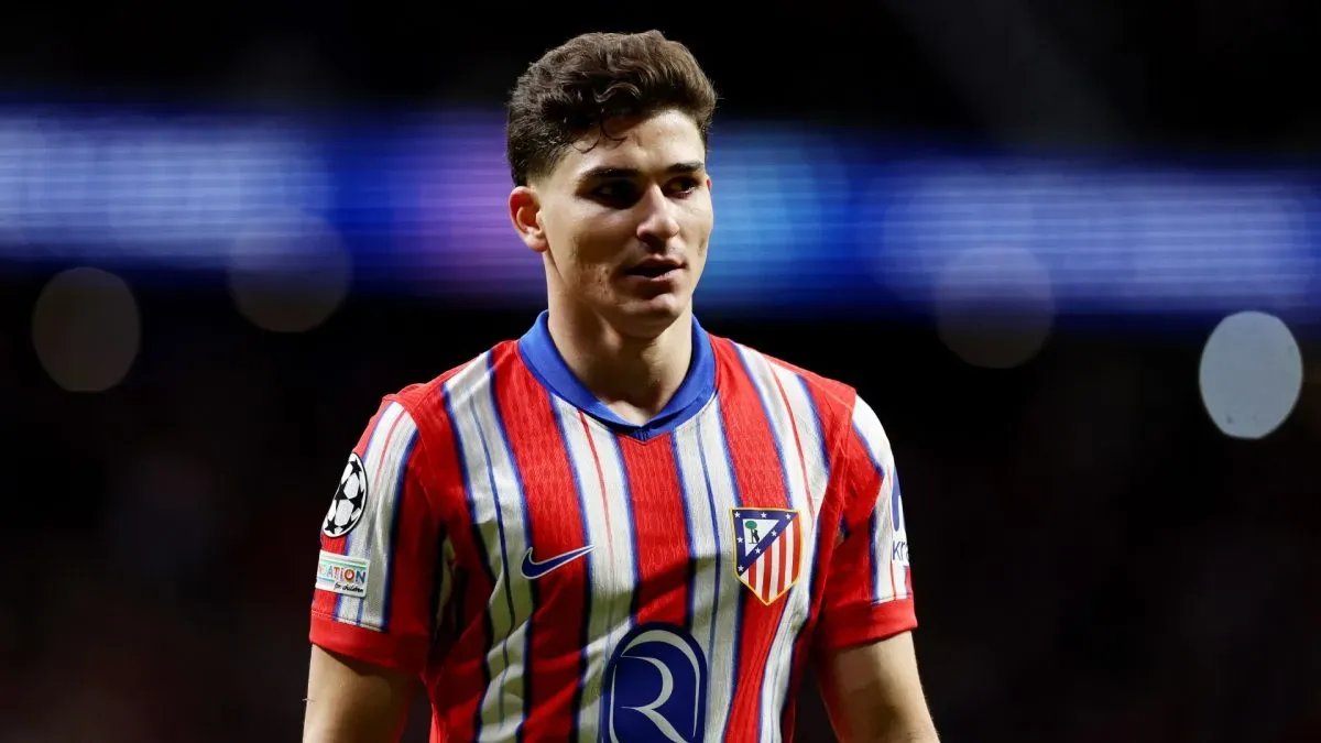 Julian Alvarez of Atletico de Madrid looks on during the UEFA Champions League 2024/25 Round of 16 second leg match in 2025. (Source: Florencia Tan Jun/Getty Images)