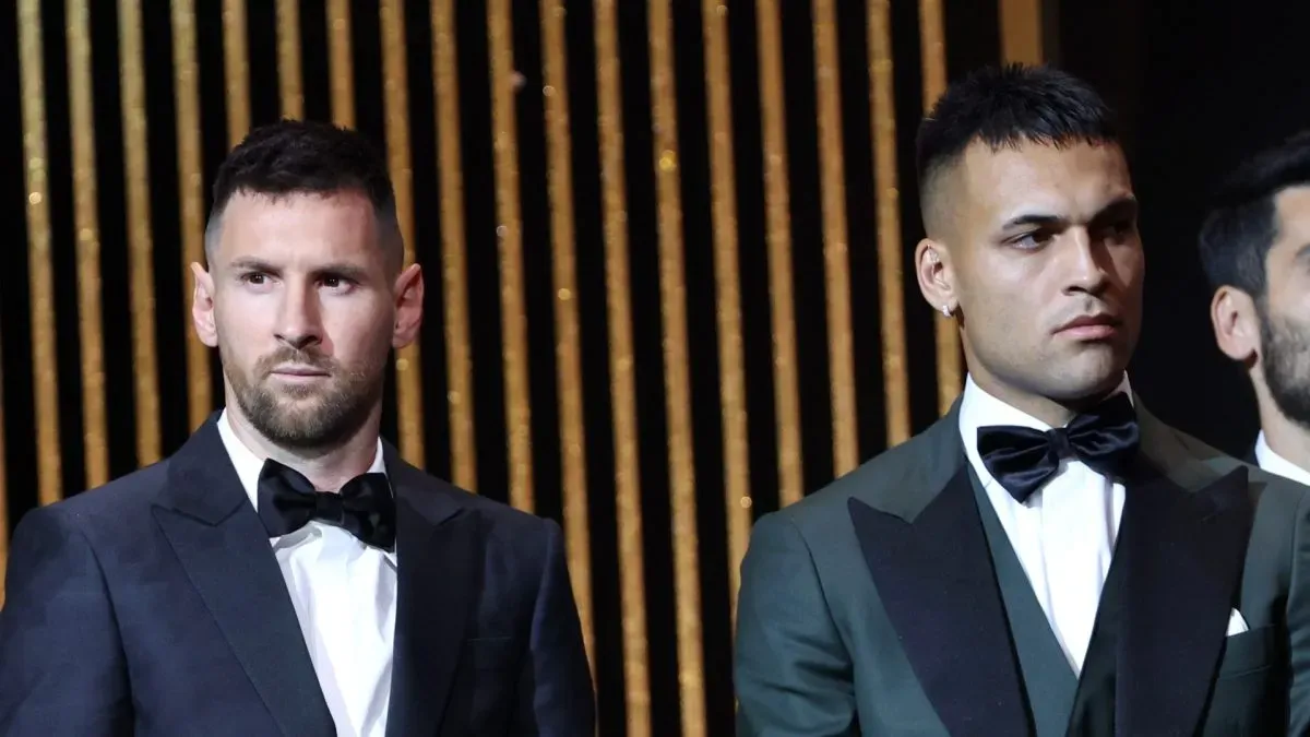 Lionel Messi and Lautaro Martínez attend the 67th Ballon D'Or Ceremony at Theatre Du Chatelet on October 30, 2023 in Paris, France.