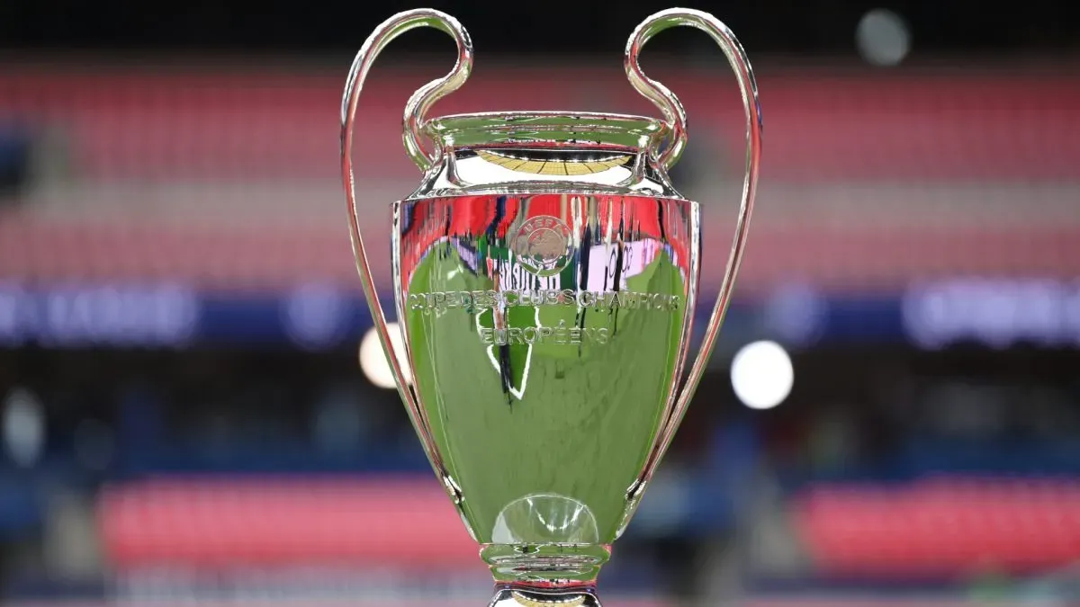 A detailed view of the UEFA Champions League trophy in 2024. (Source: Justin Setterfield/Getty Images)