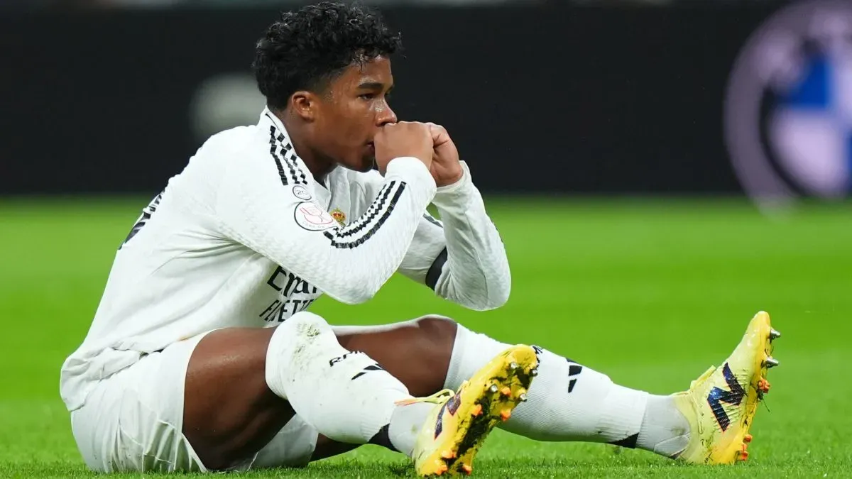 Real Madrid star Endrick looks on