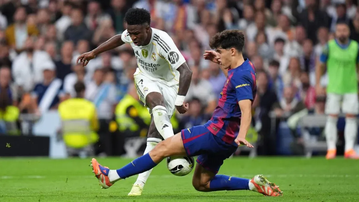 Real Madrid star Vinicius Jr and Barcelona star Pau Cubarsi