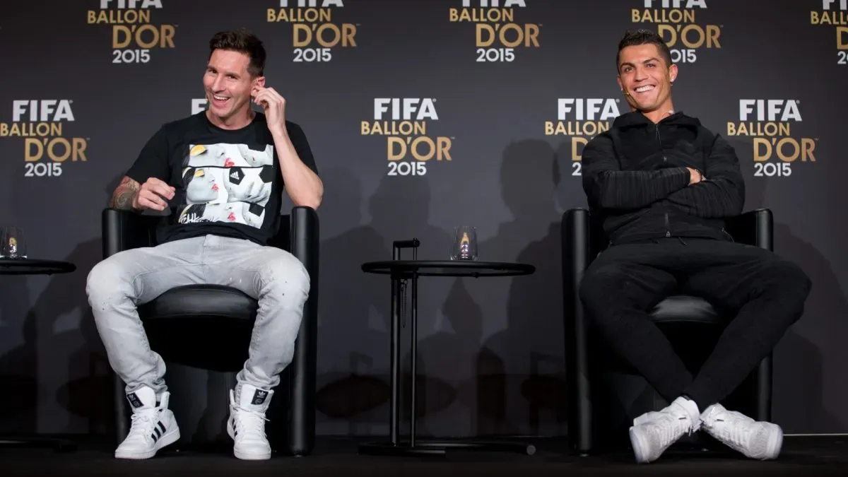Lionel Messi (L) of Argentina, and Cristiano Ronaldo (R) of Portugal.