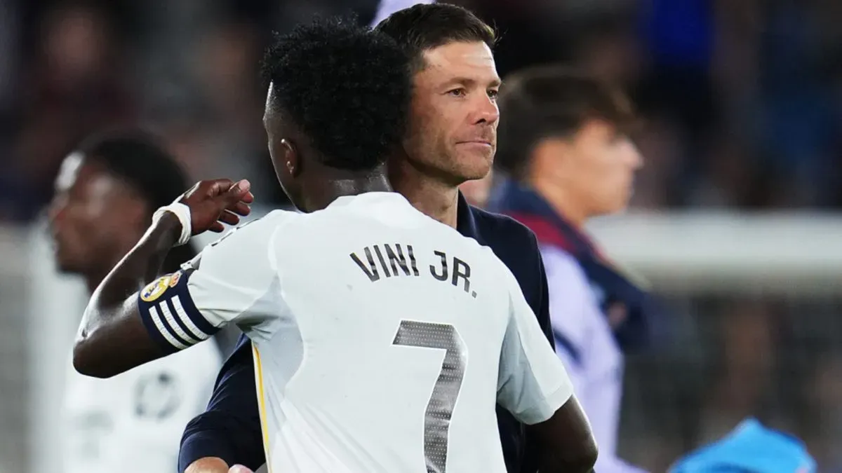 Real Madrid's Vinicius Jr and Xabi Alonso