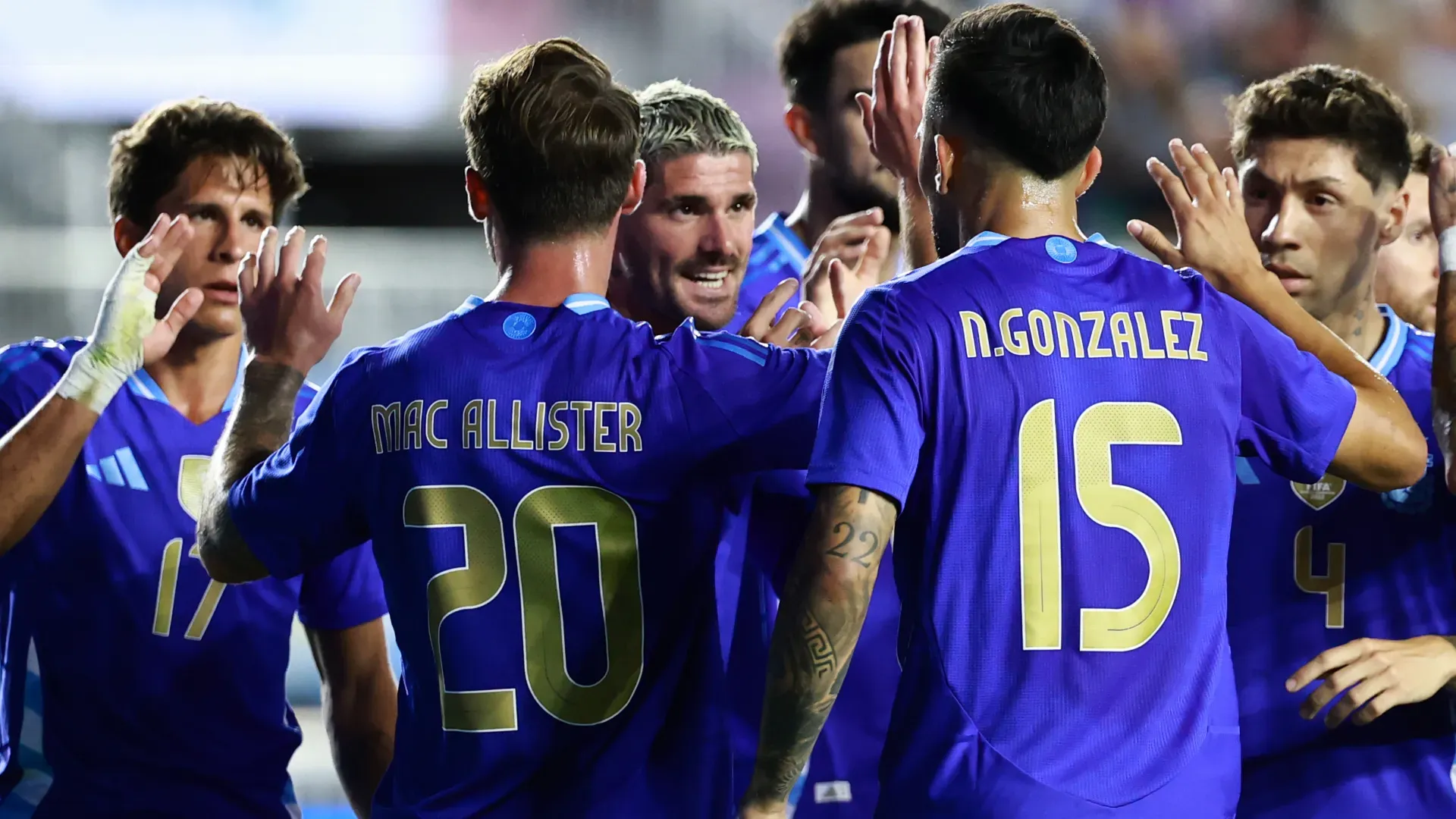 Argentina teammates celebrating a goal