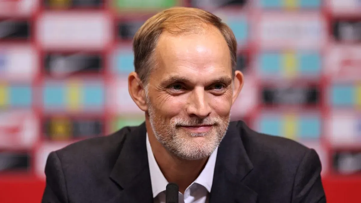 Thomas Tuchel, Manager of England, speaks to the media during a press conference as he is announced as the new England manager at Wembley Stadium on October 16, 2024 in London, England.