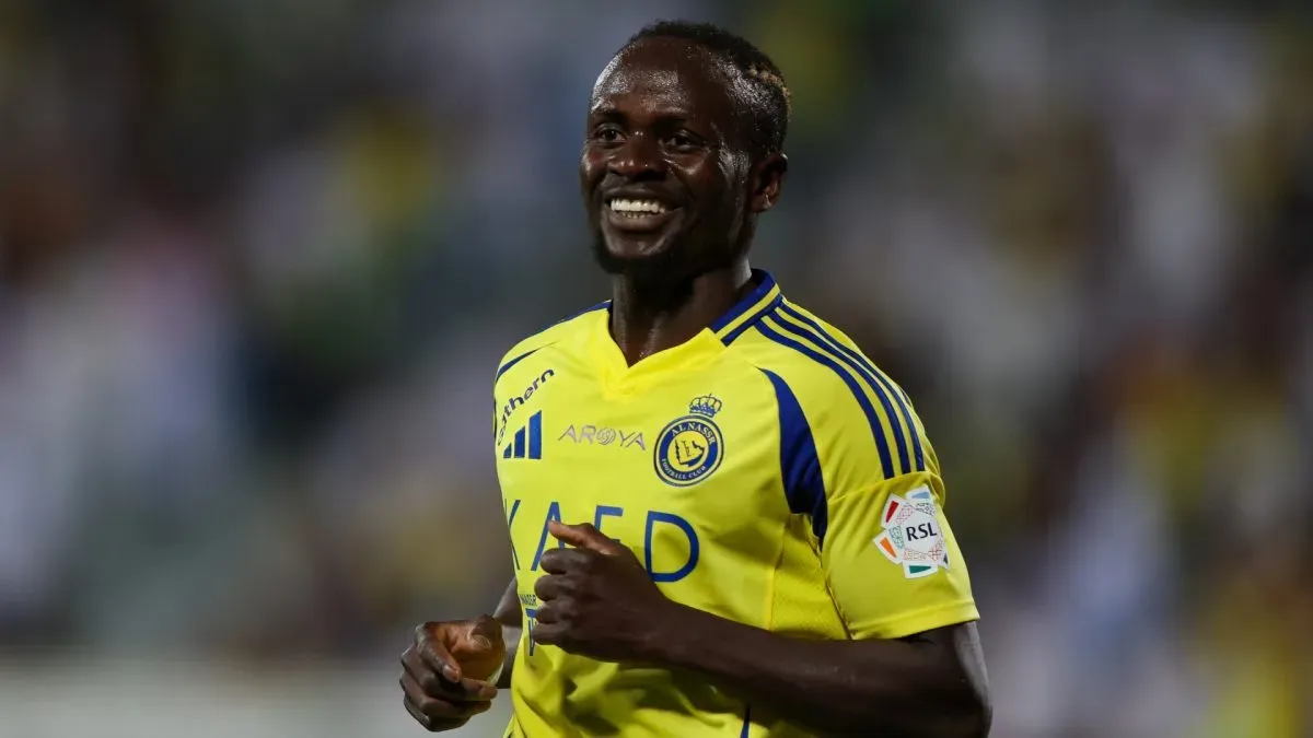 Sadio Mane of Al Nassr celebrates after scoring the 1st goal during the Saudi Pro League match between Al-Riyadh and Al-Nassr at Prince Faisal Bin Fahad on November 8, 2024 in Riyadh, Saudi Arabia.