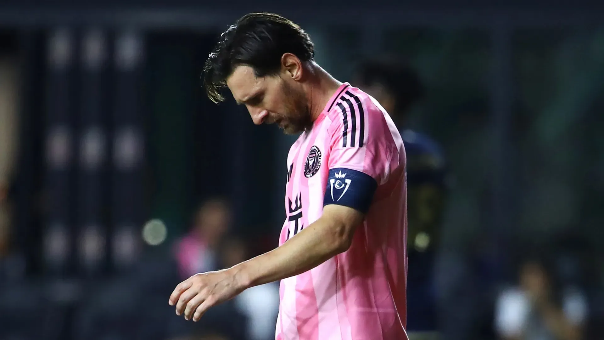 Lionel Messi of Inter Miami CF looks dejected in the CONCACAF Champions Cup Semi-final Second Leg against Vancouver Whitecaps.