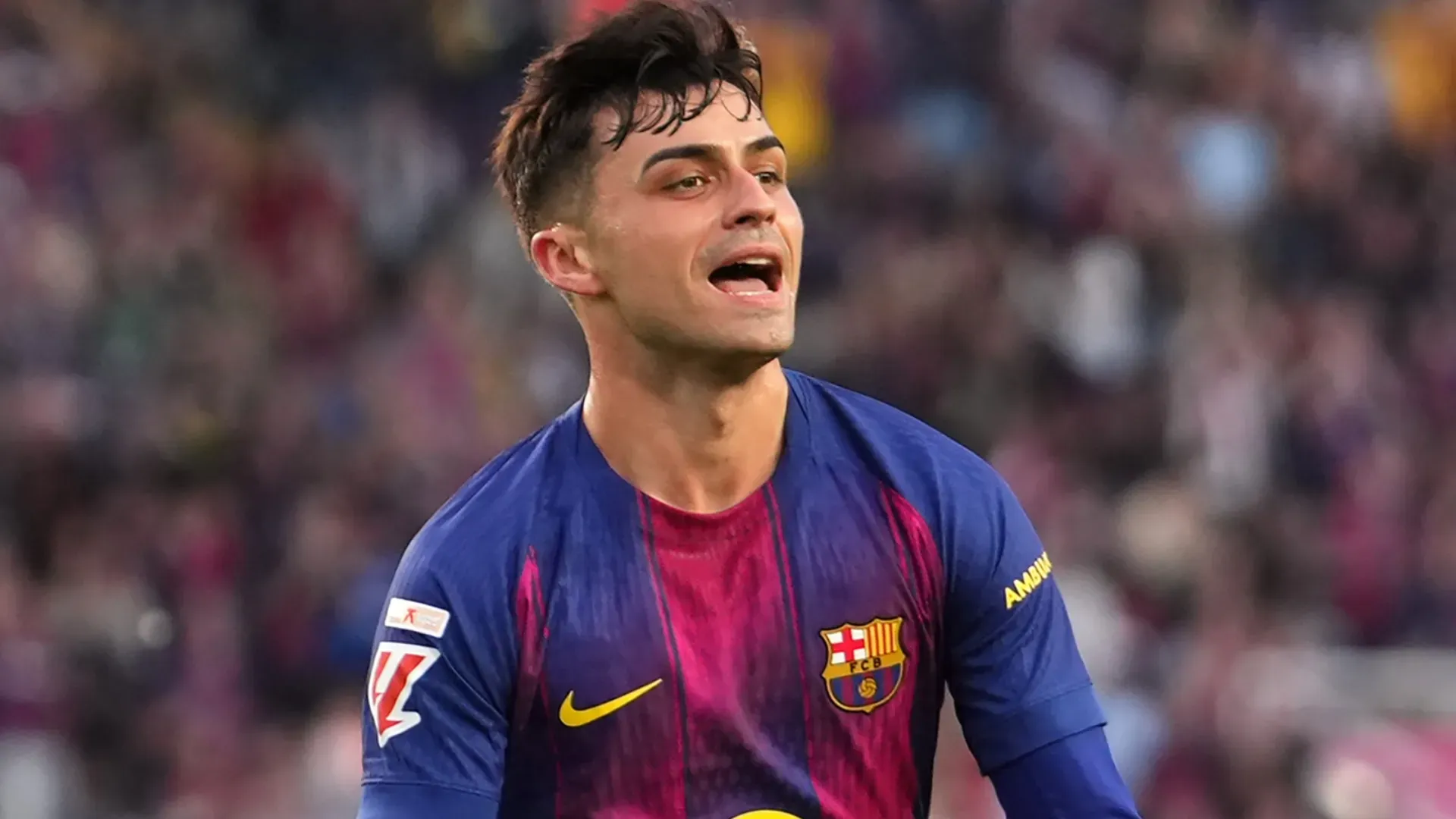 Barcelona star Pedri scoring a goal