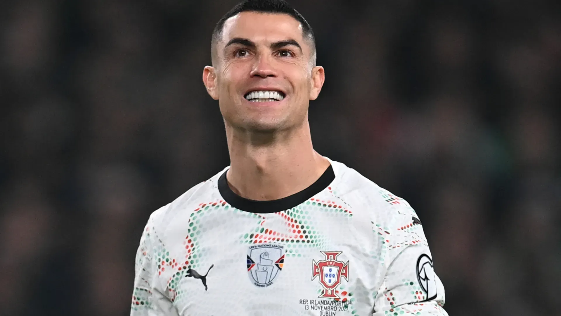 Portugal's Cristiano Ronaldo smiling