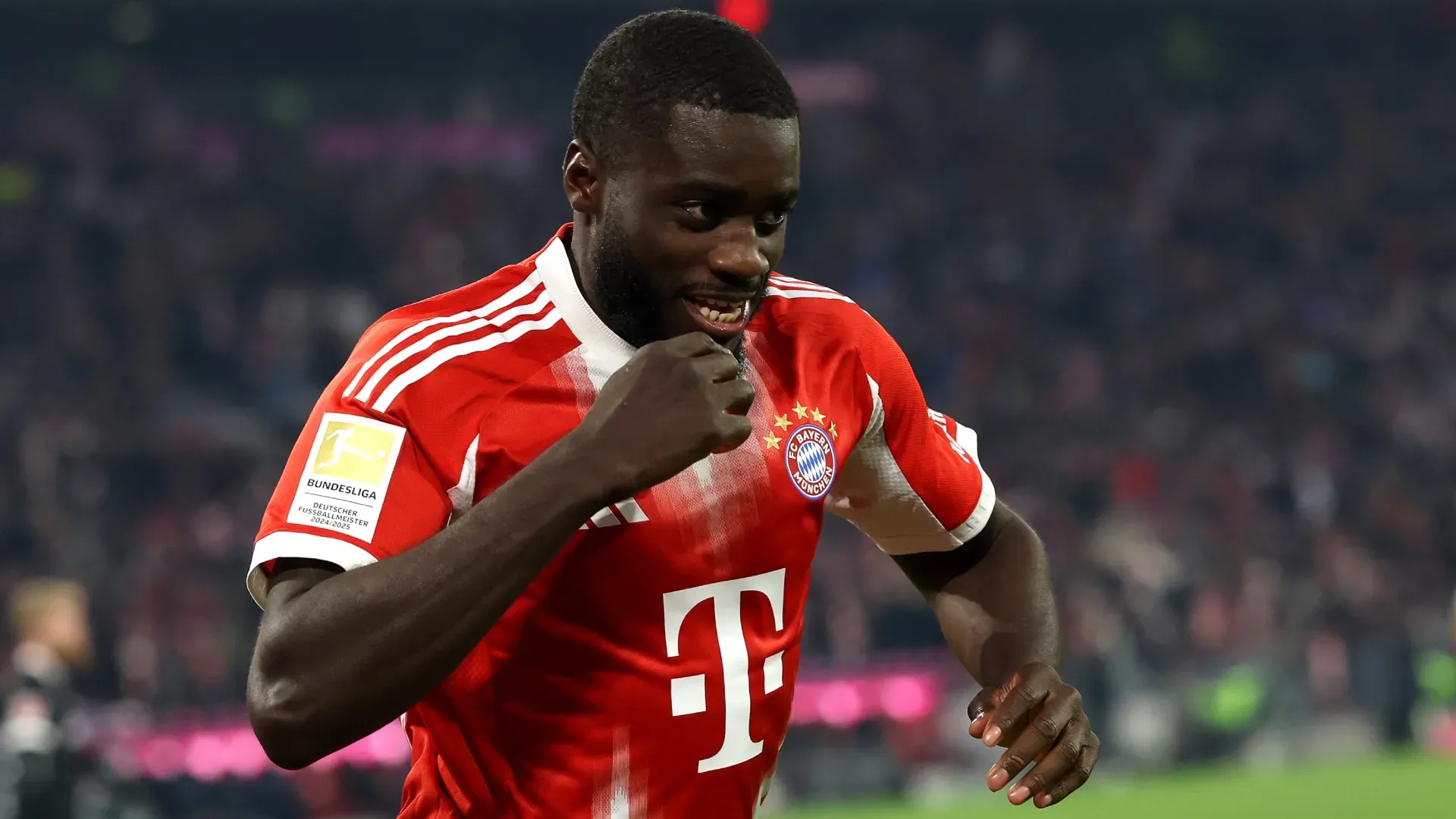 Bayern Munich star Dayot Upamecano smiling