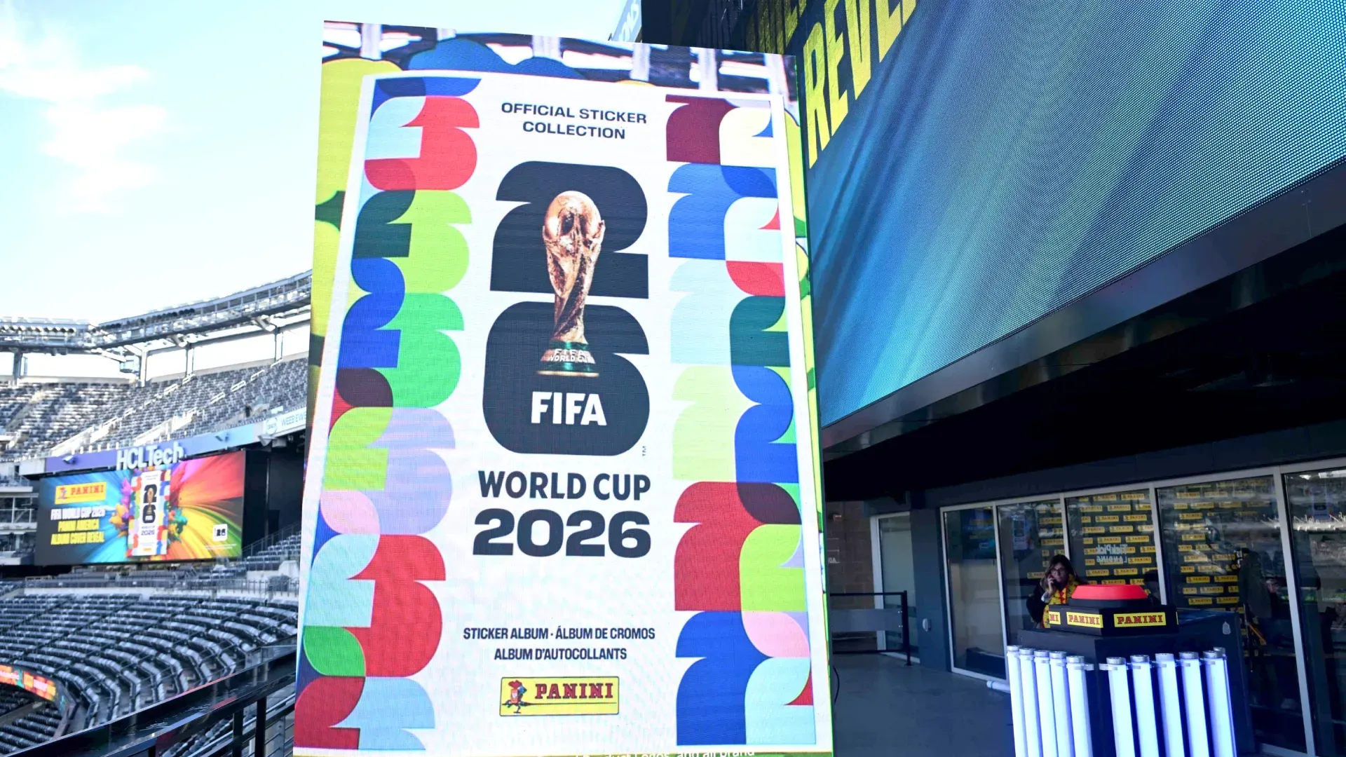 The Panini America FIFA World Cup 2026™ Sticker Collection Album Cover for Canada and the United States, unveiled at MetLife Stadium.