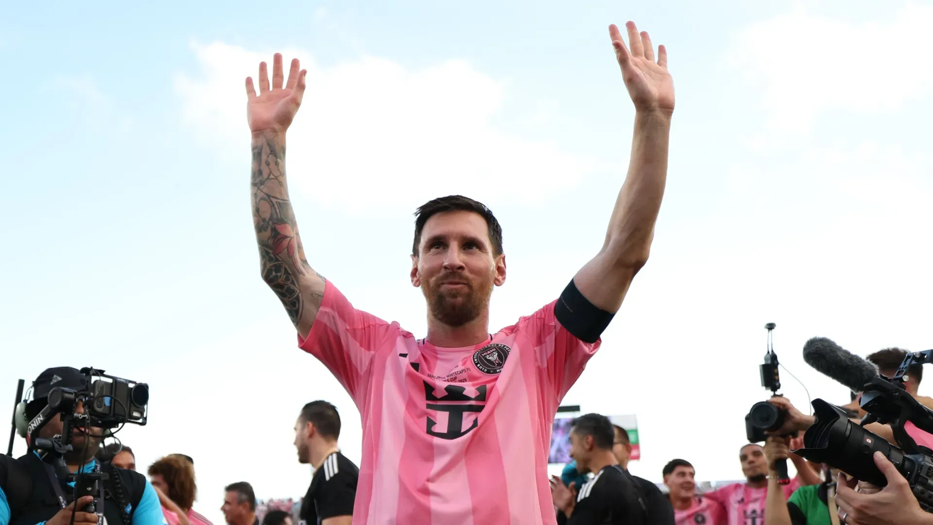 Lionel Messi #10 of Inter Miami CF celebrates after winning the Audi 2025 MLS Cup Final.
