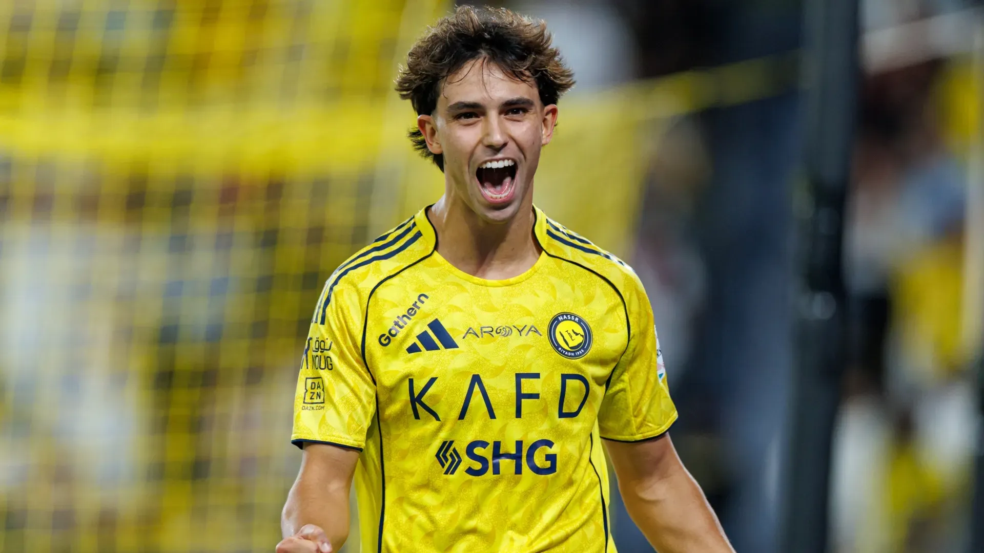 Joao Felix of Al-Nassr FC celebrating.